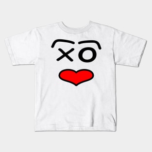 Funny love face -  black and red. Kids T-Shirt